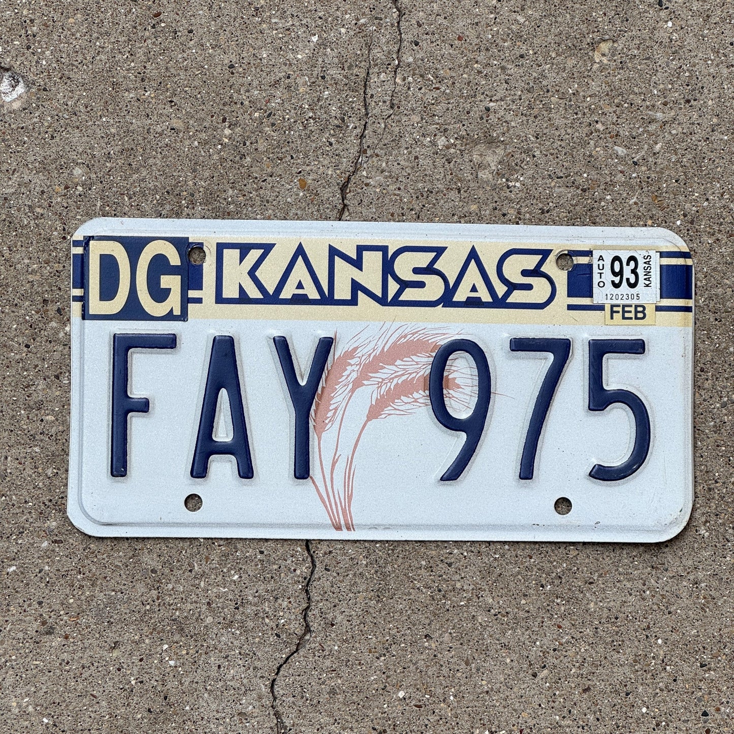 Photo of a 1988 Kansas License Plate Auto Tag Garage Decor Vintage Nickname Name FAY 975
