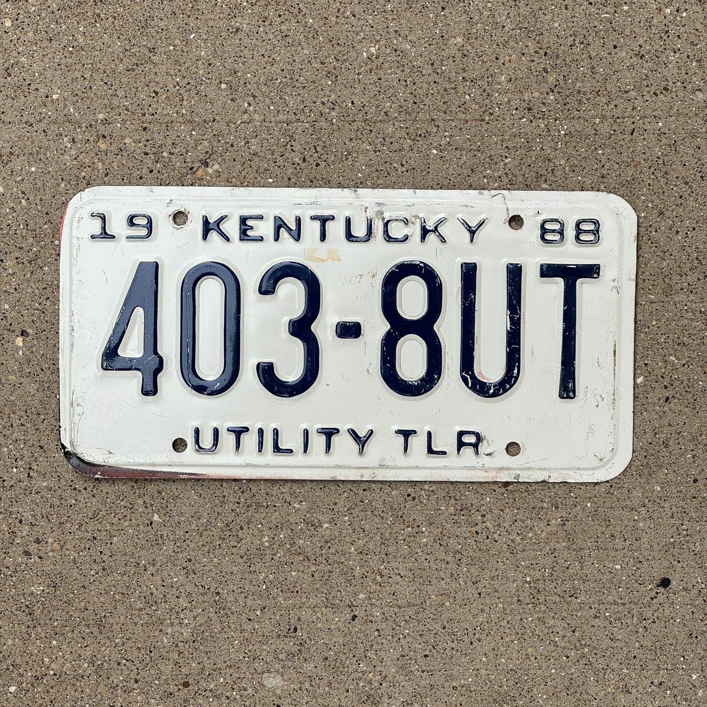 Photo of a 1988 Kentucky Trailer License Plate Auto Tag Garage Decor Vintage 403 8UT