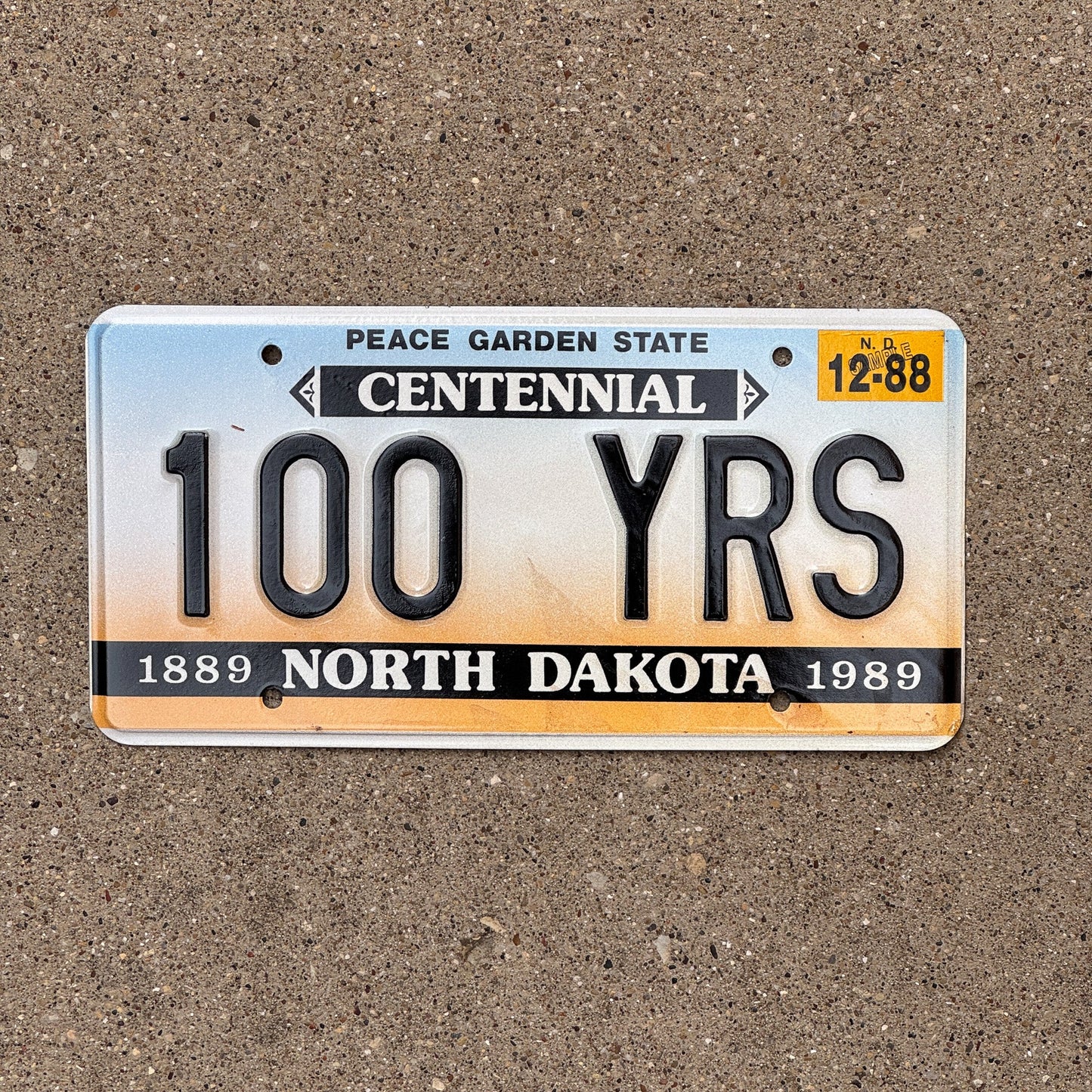 Photo of a 1988 North Dakota SAMPLE License Plate Auto Tag 2 Garage Decor 100 YRS