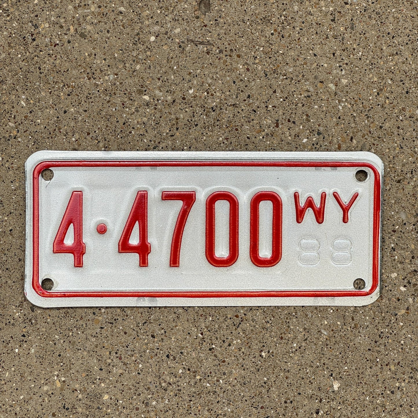 Photo of a 1988 Wyoming Motorcycle License Plate Auto Tag Garage Decor Vintage 4 4700