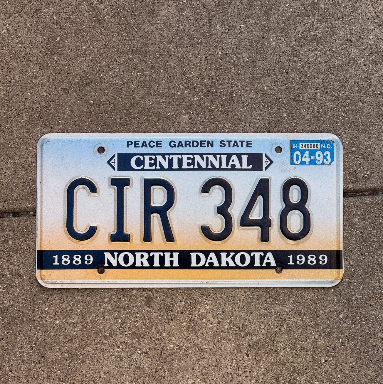 Photo of a 1989 1993 North Dakota License Plate Auto Tag Garage Decor CIR 348