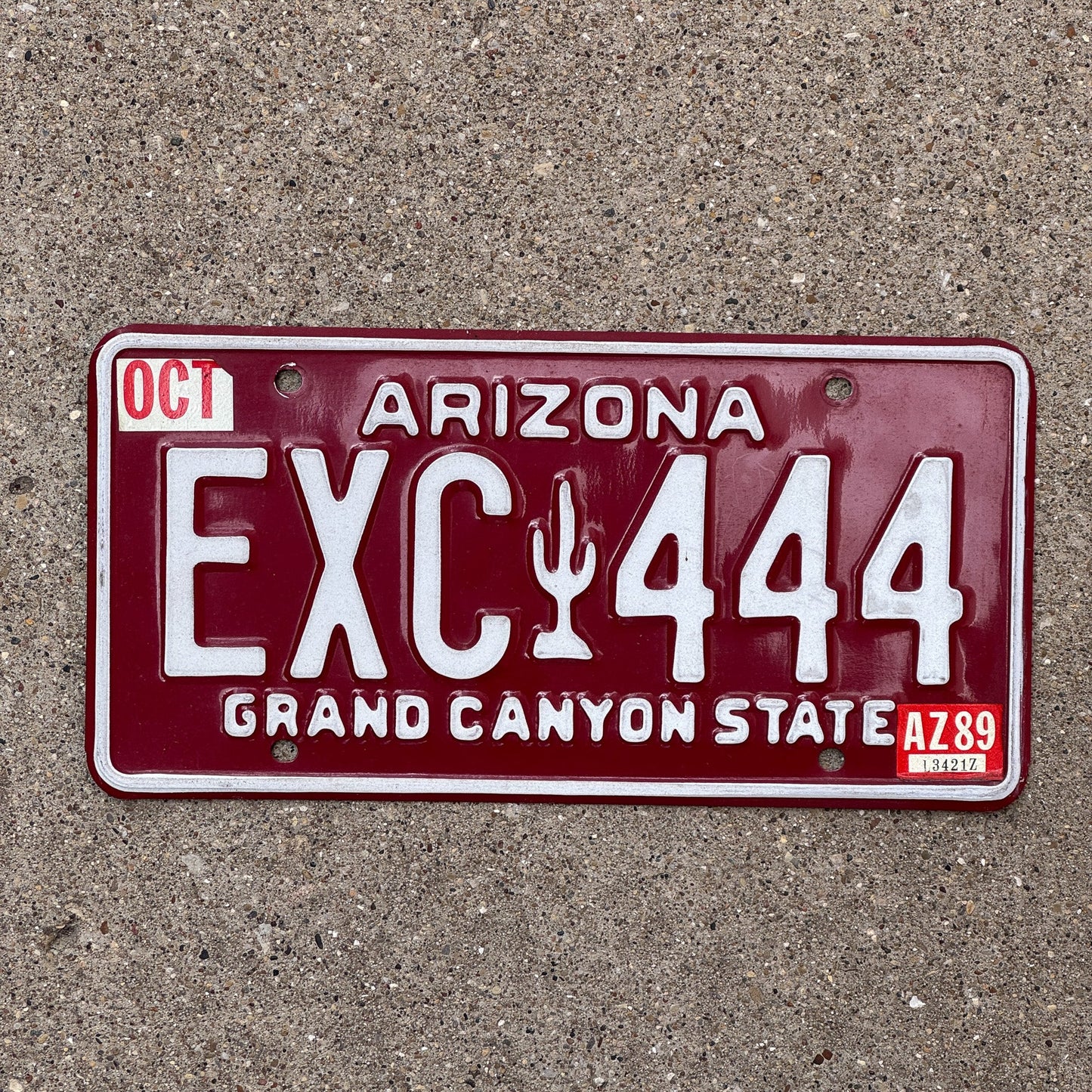 Photo of a 1989 Arizona License Plate Auto Tag Garage Decor Vintage Repeat Repeating EXC 444