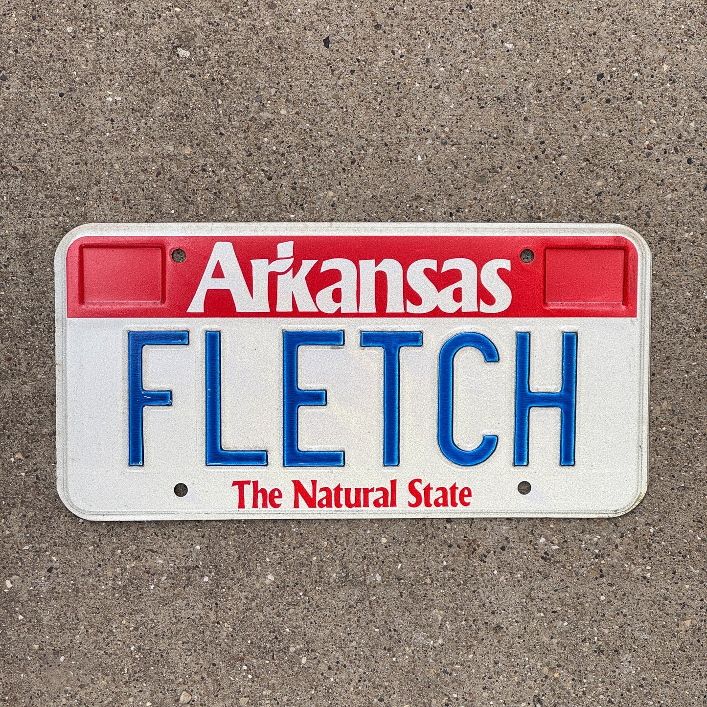 Photo of a 1989 Arkansas VANITY License Plate Auto Tag Garage Decor Vintage FLETCH