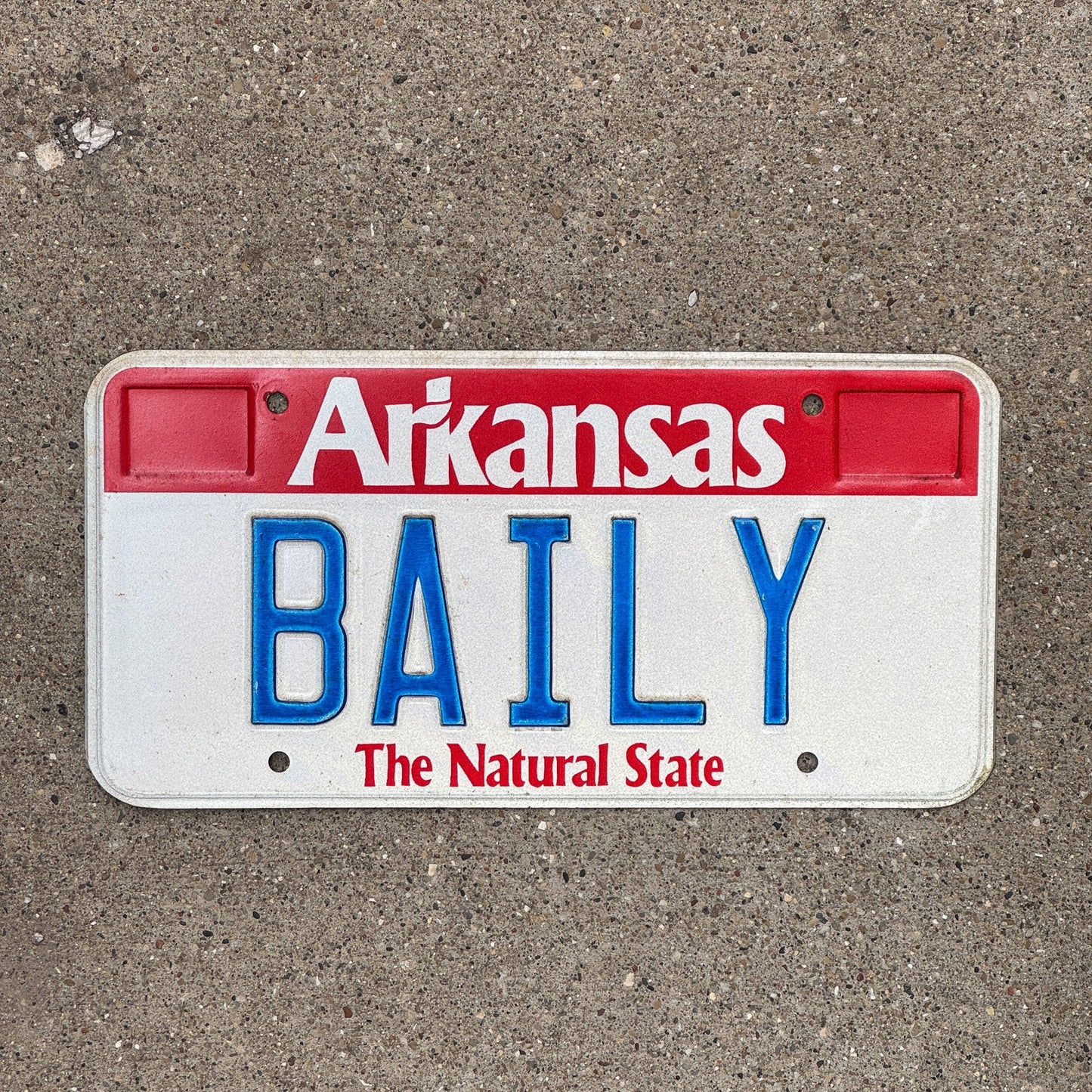 Photo of a 1989 Arkansas VANITY License Plate Auto Tag Garage Decor Vintage Name BAILY