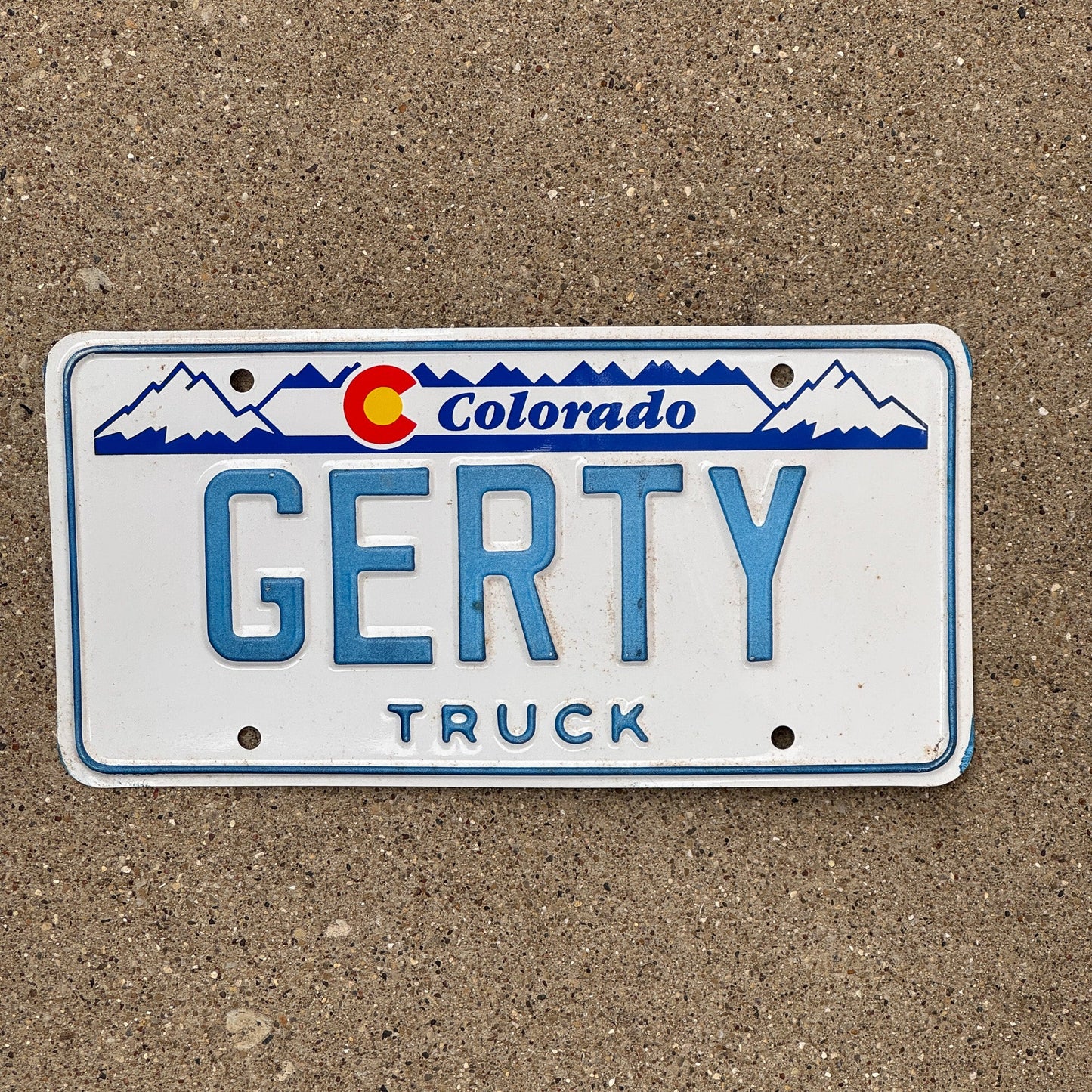 Photo of a 1989 Colorado TRUCK VANITY License Plate Auto Tag Garage Decor Vintage GERTY