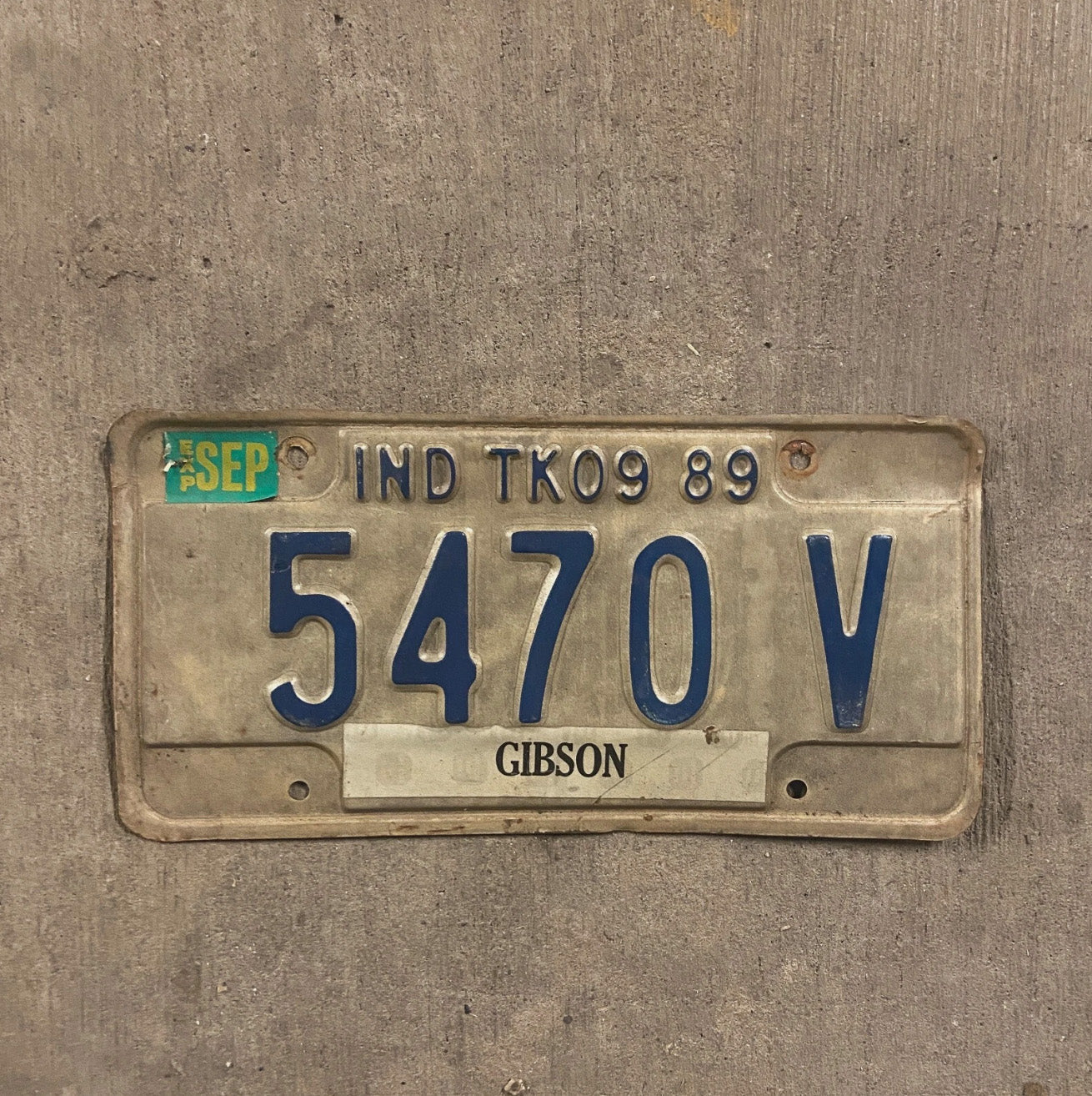 Photo of a 1989 Indiana Truck License Plate Auto Tag Garage Decor Vintage 5470 V