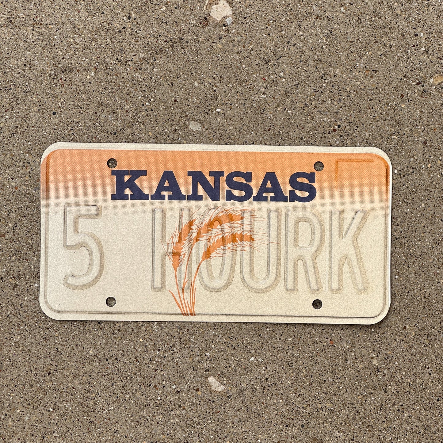 Photo of a 1989 Kansas Vanity Error License Plate Auto Tag 2 Garage Decor Misprint 5 HOURK