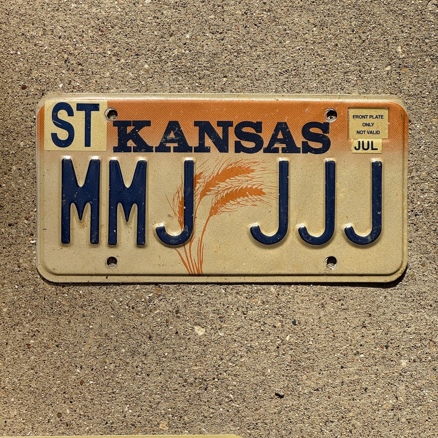 Photo of a 1989 Kansas Vanity License Plate Auto Tag Garage Decor Vintage Repeat Repeating MMJ JJJ