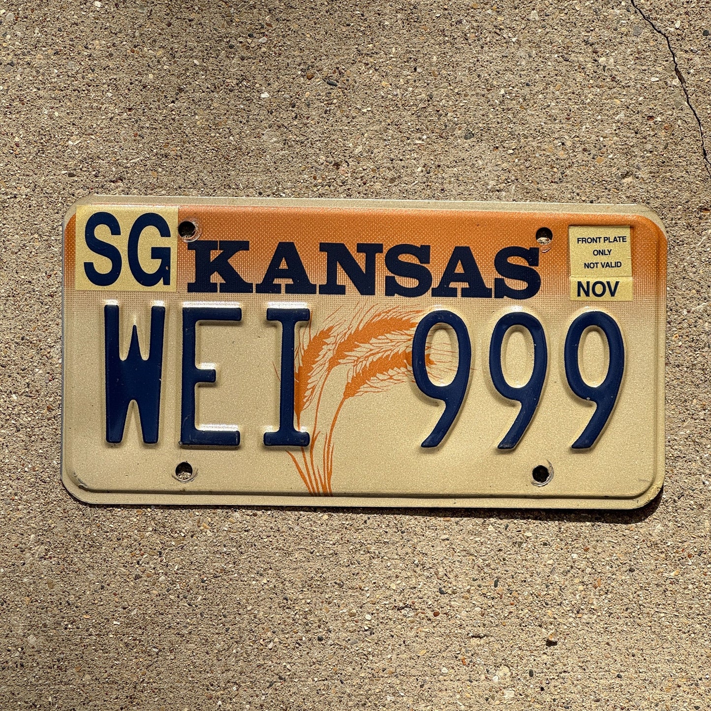 Photo of a 1989 Kansas Vanity License Plate Auto Tag Garage Decor Vintage Repeat Repeating WEI 999