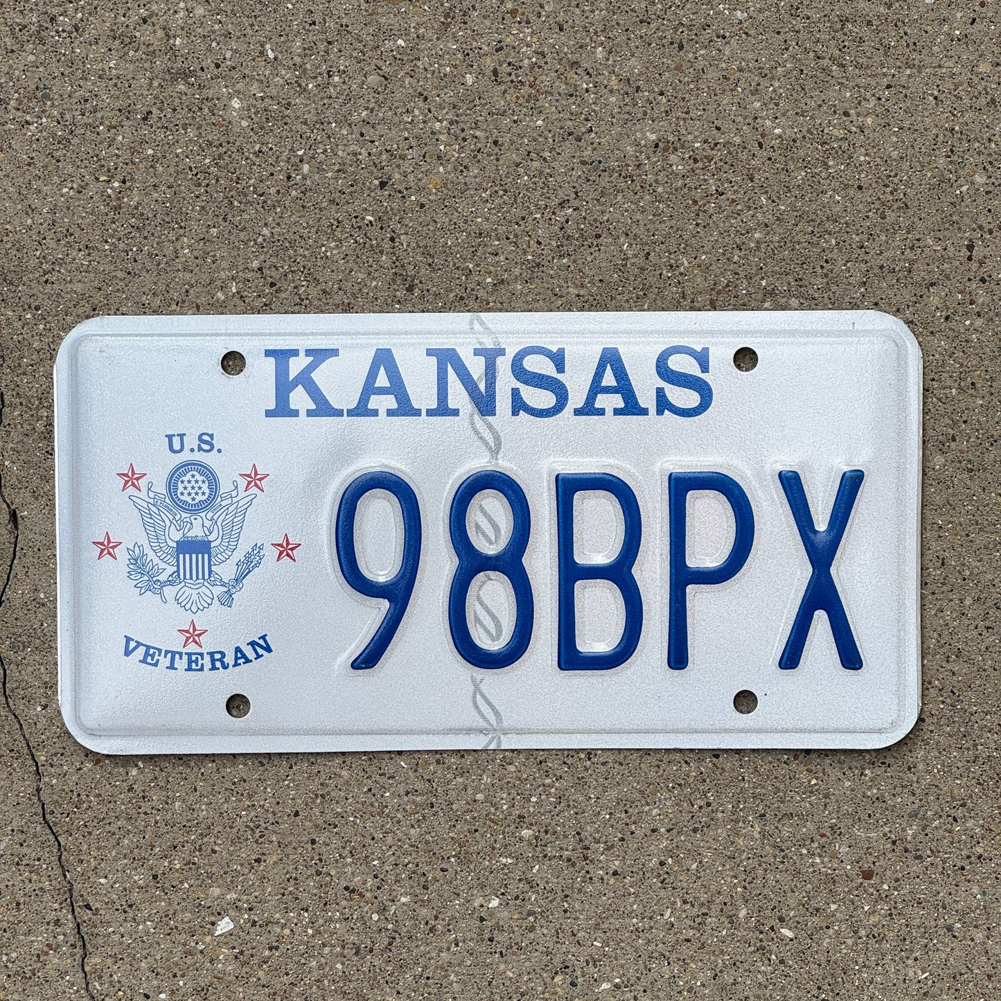 Photo of a 1989 Kansas Veteran License Plate Auto Tag Garage Decor Vintage Military 98 BPX