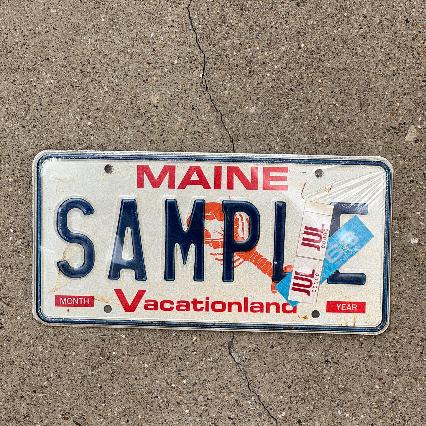 Photo of a 1989 Maine SAMPLE License Plate Auto Tag Garage Decor Vintage SAMPLE