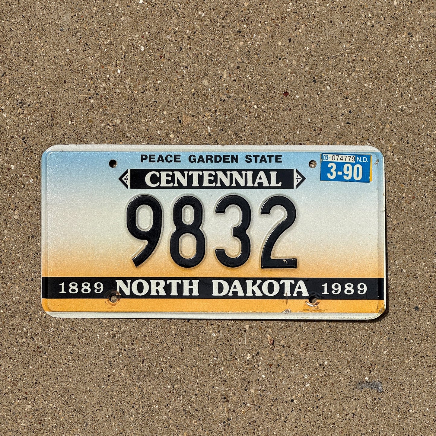 Photo of a 1989 North Dakota License Plate Auto Tag Garage Decor Vintage Four Digit 9832