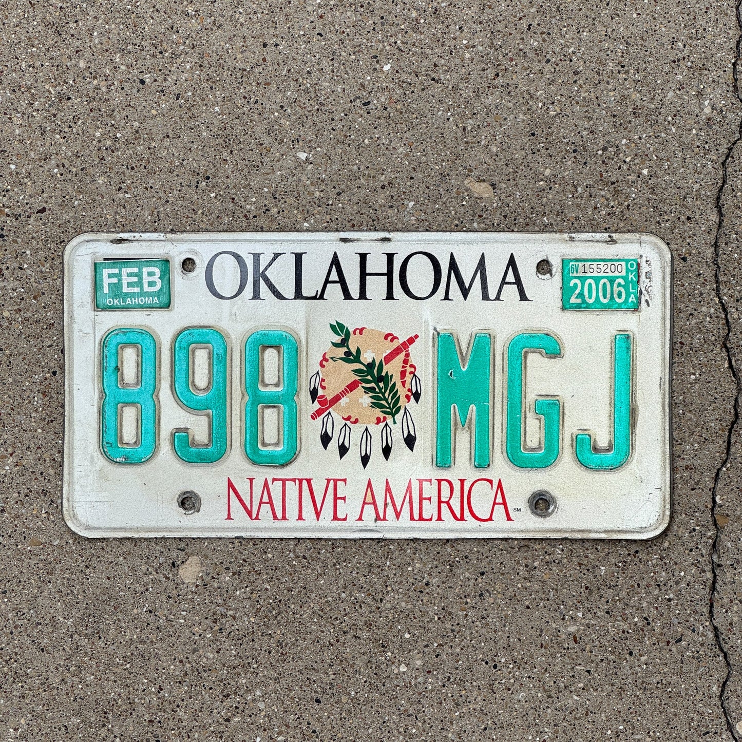 Photo of a 1989 Oklahoma License Plate Auto Tag Garage Decor Vintage Native America 898 MGJ