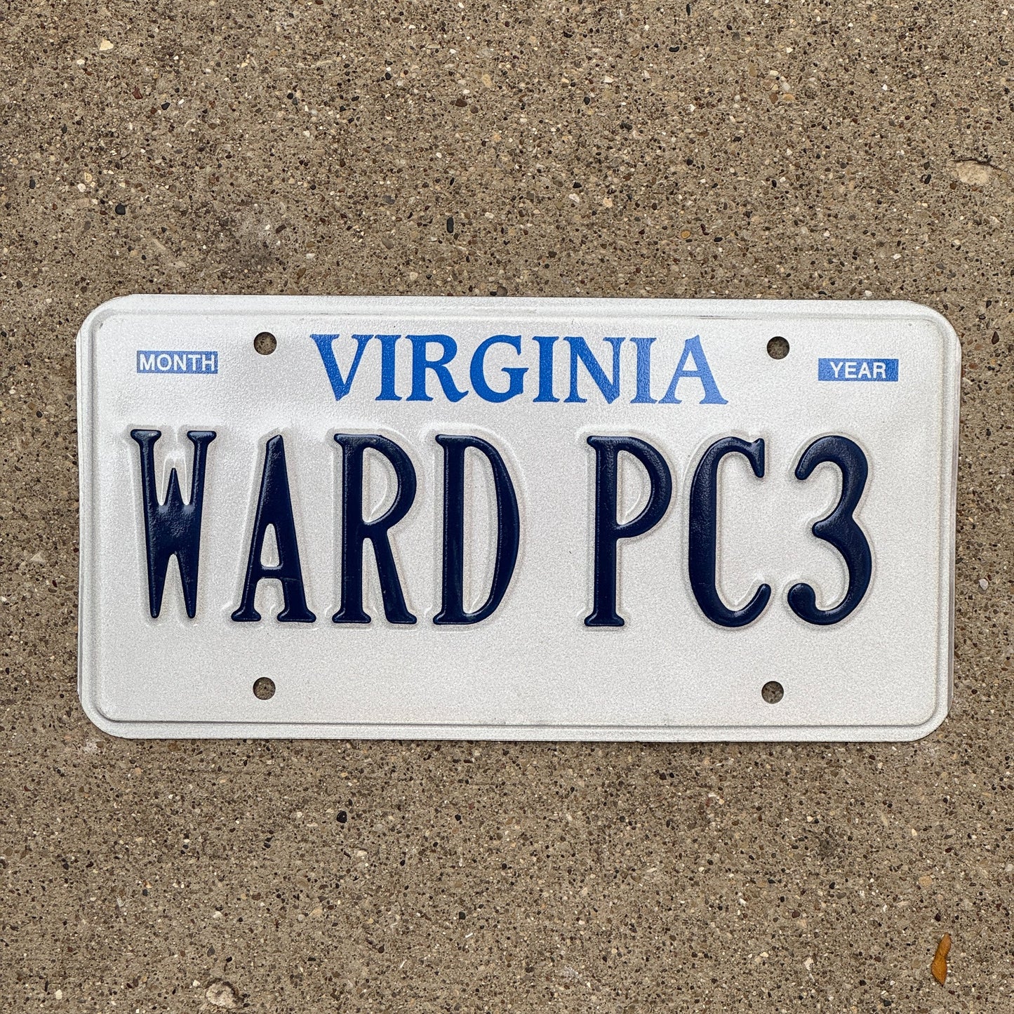 Photo of a 1989 Virginia Vanity License Plate Auto Tag 2 Garage Decor WARD PC 3 with original patina