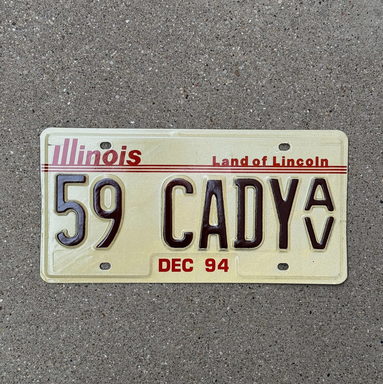 Photo of a 1990 1959 Illinois Antique License Plate Auto Tag 2 Garage Decor Classic Car 59 CADY