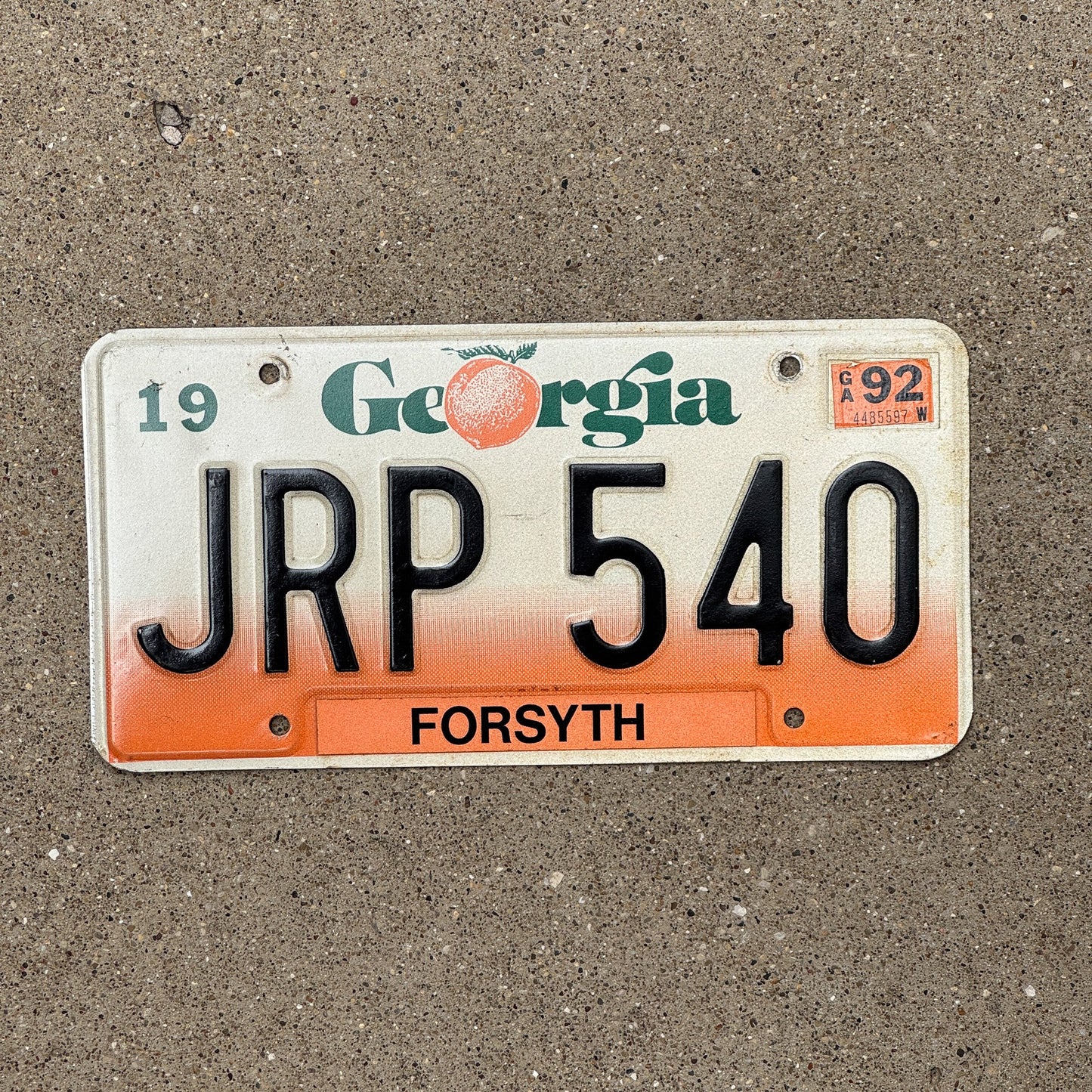 Photo of a 1990 1992 Georgia License Plate Auto Tag Garage Decor Vintage JRP 540
