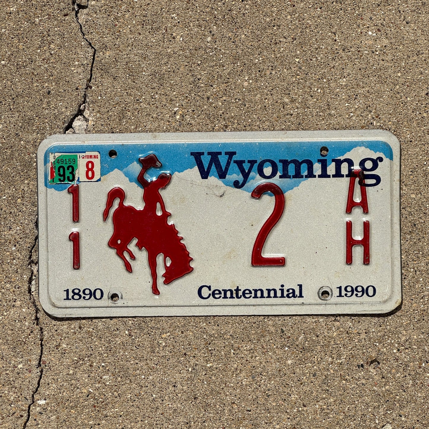 Photo of a 1990 1993 Wyoming License Plate Auto Tag Garage Decor Vintage Park County 11 2 AH