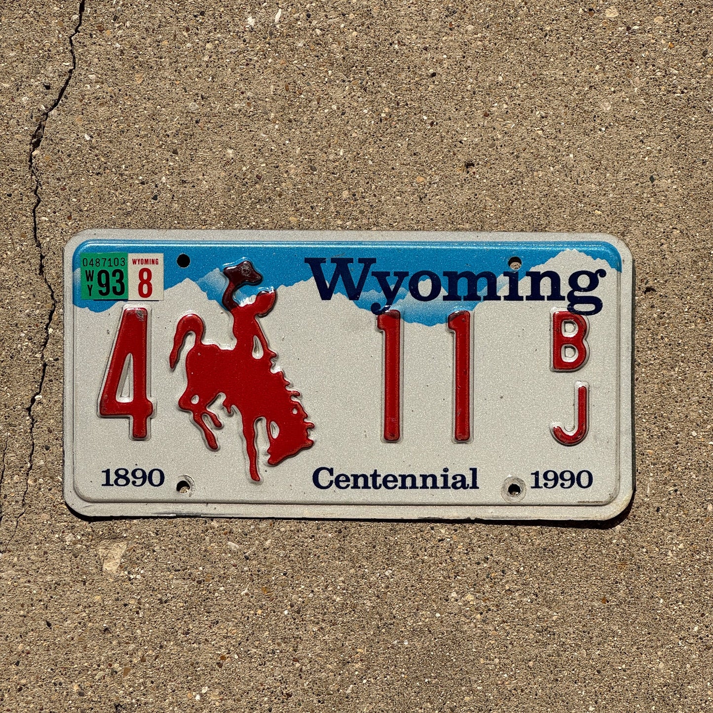 Photo of a 1990 1993 Wyoming License Plate Auto Tag Garage Decor Vintage Sweetwater County 4 11 BJ