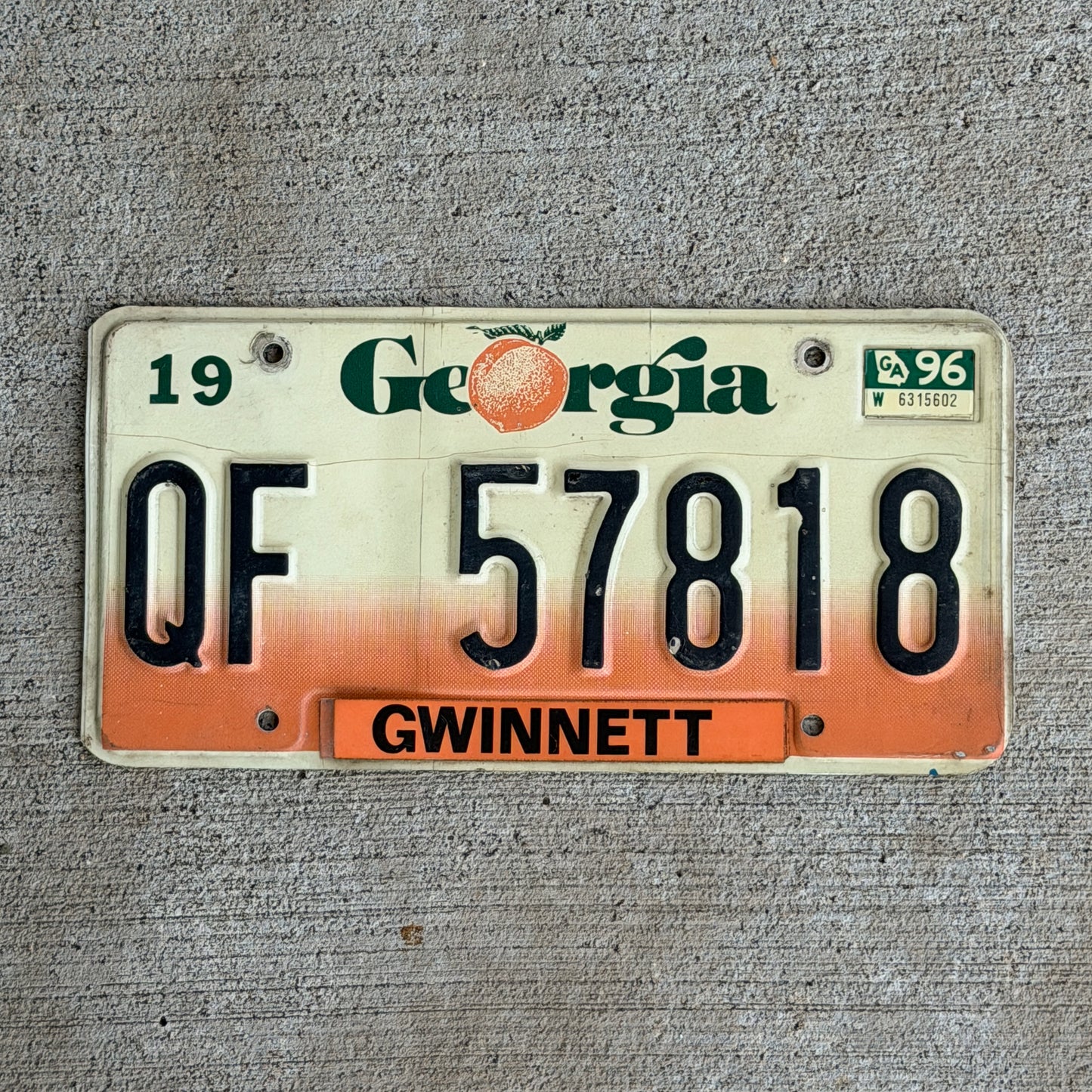 Photo of a 1990 1996 Georgia Truck License Plate Auto Tag Garage Decor Vintage QF 57818 with original patina