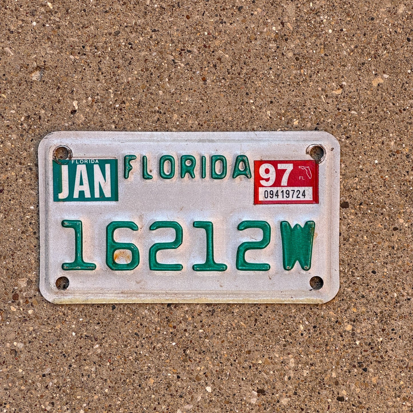 Photo of a 1990 1997 Florida Motorcycle License Plate Auto Tag Garage Decor Vintage 16212 W