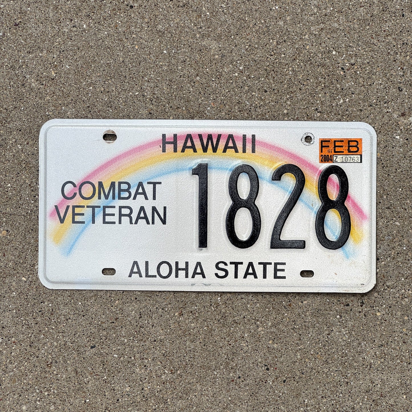 Photo of a 1990 2004 Hawaii Military License Plate Auto Tag Garage Decor Vintage Combat Veteran 1828