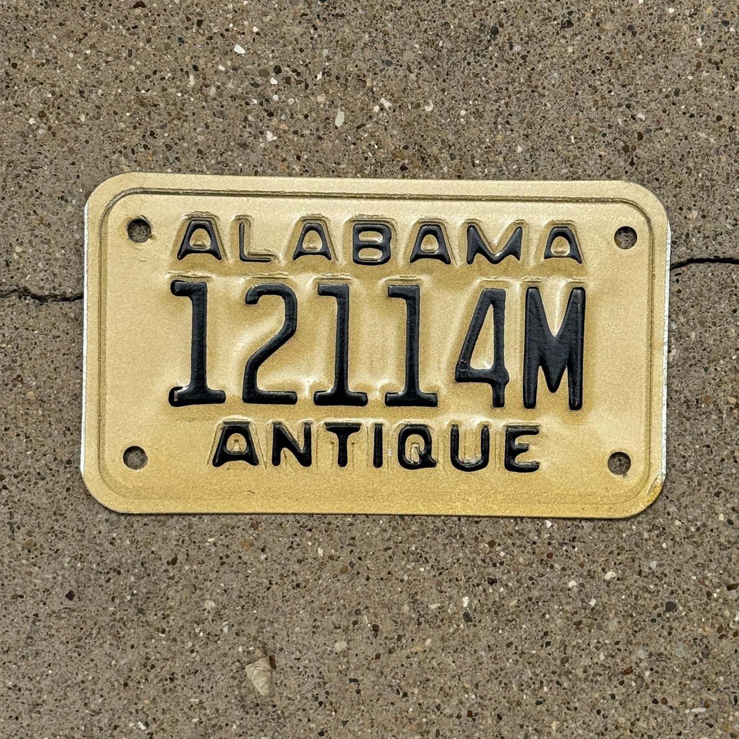 Photo of a 1990 Alabama Antique Motorcycle License Plate Auto Tag Garage Decor Vintage 12114M