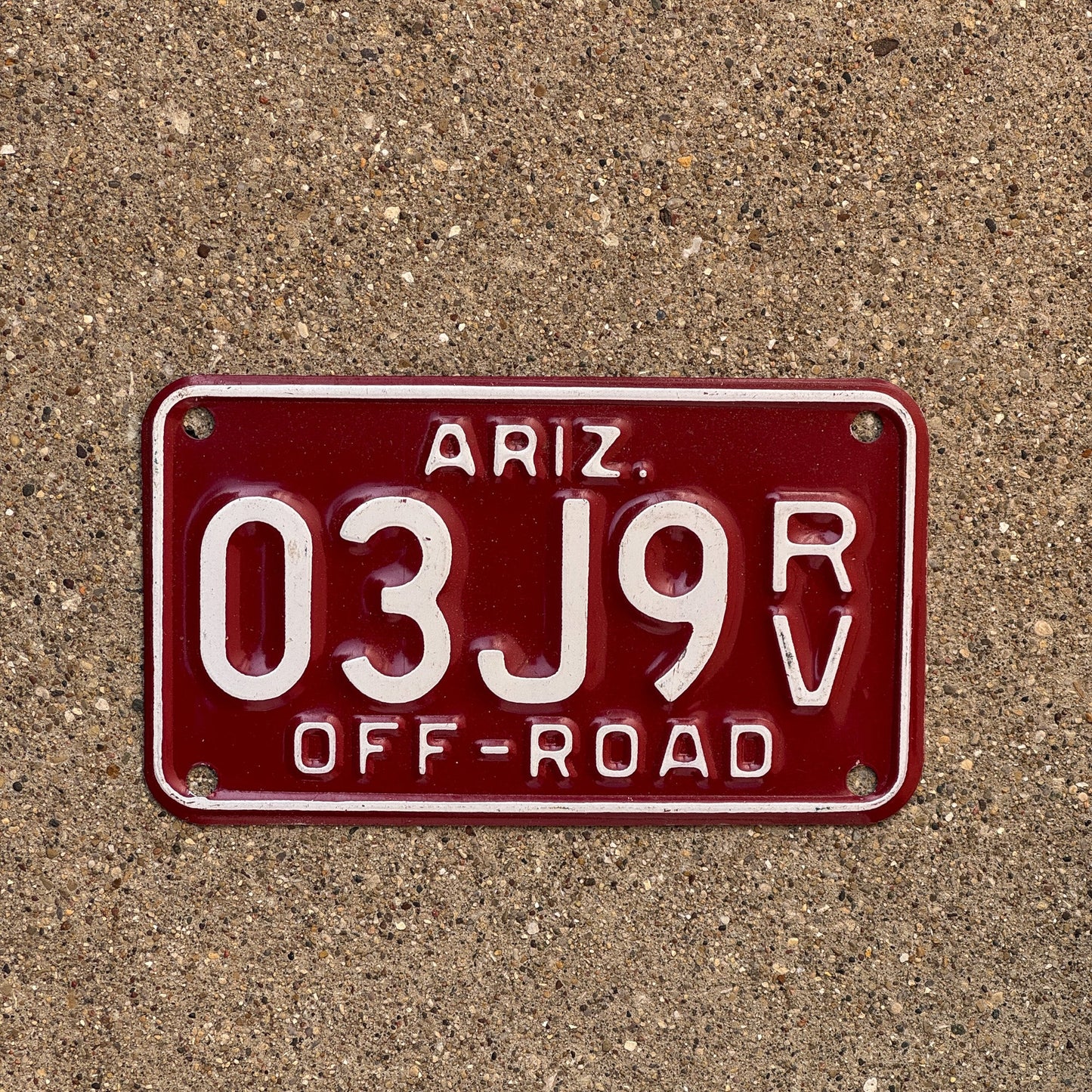 Photo of a 1990 Arizona Off Road Vehicle License Plate Auto Tag Garage Decor Vintage 03 J 9 RV