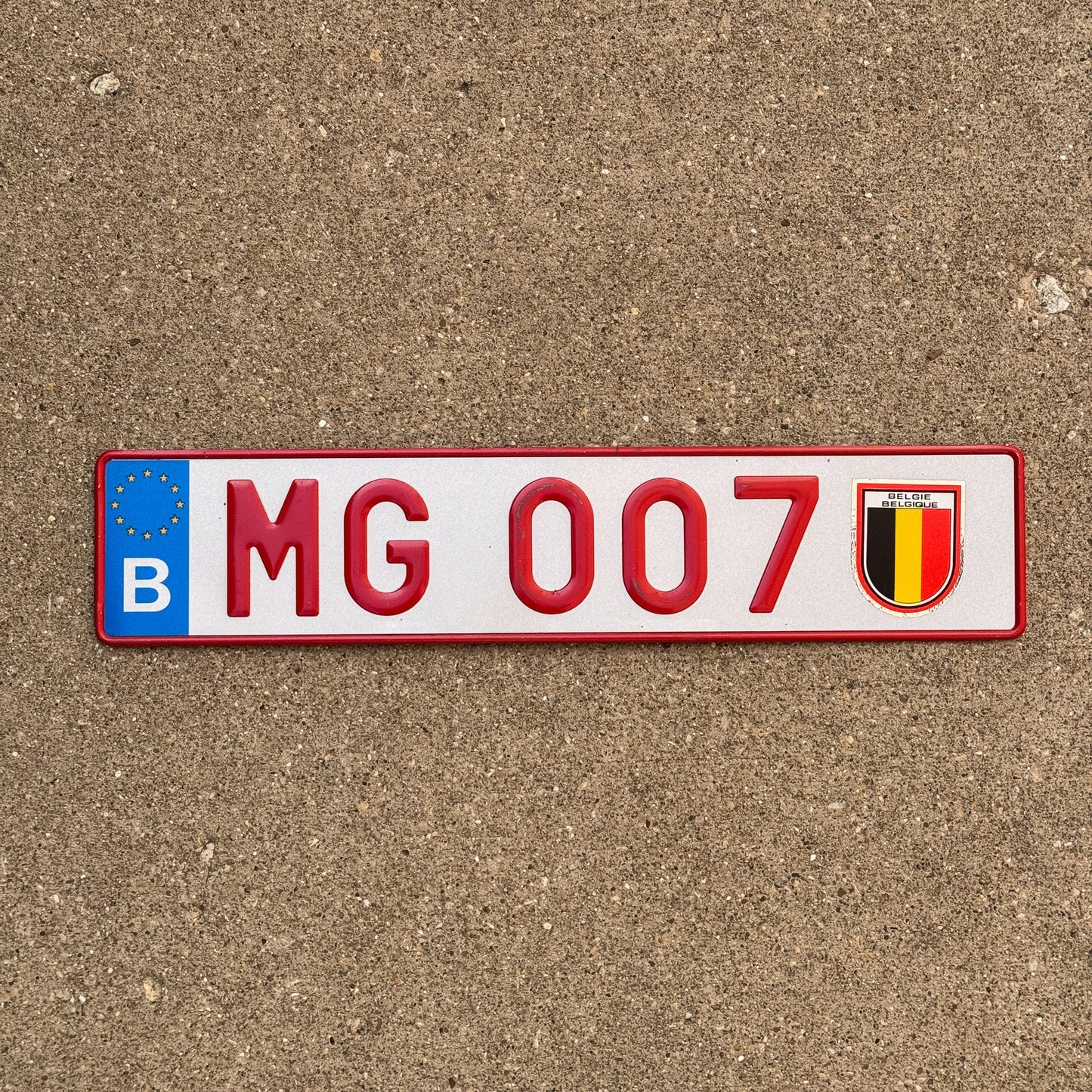 Photo of a 1990 Era Belgium License Plate Auto Tag Garage Decor Vintage MG 007