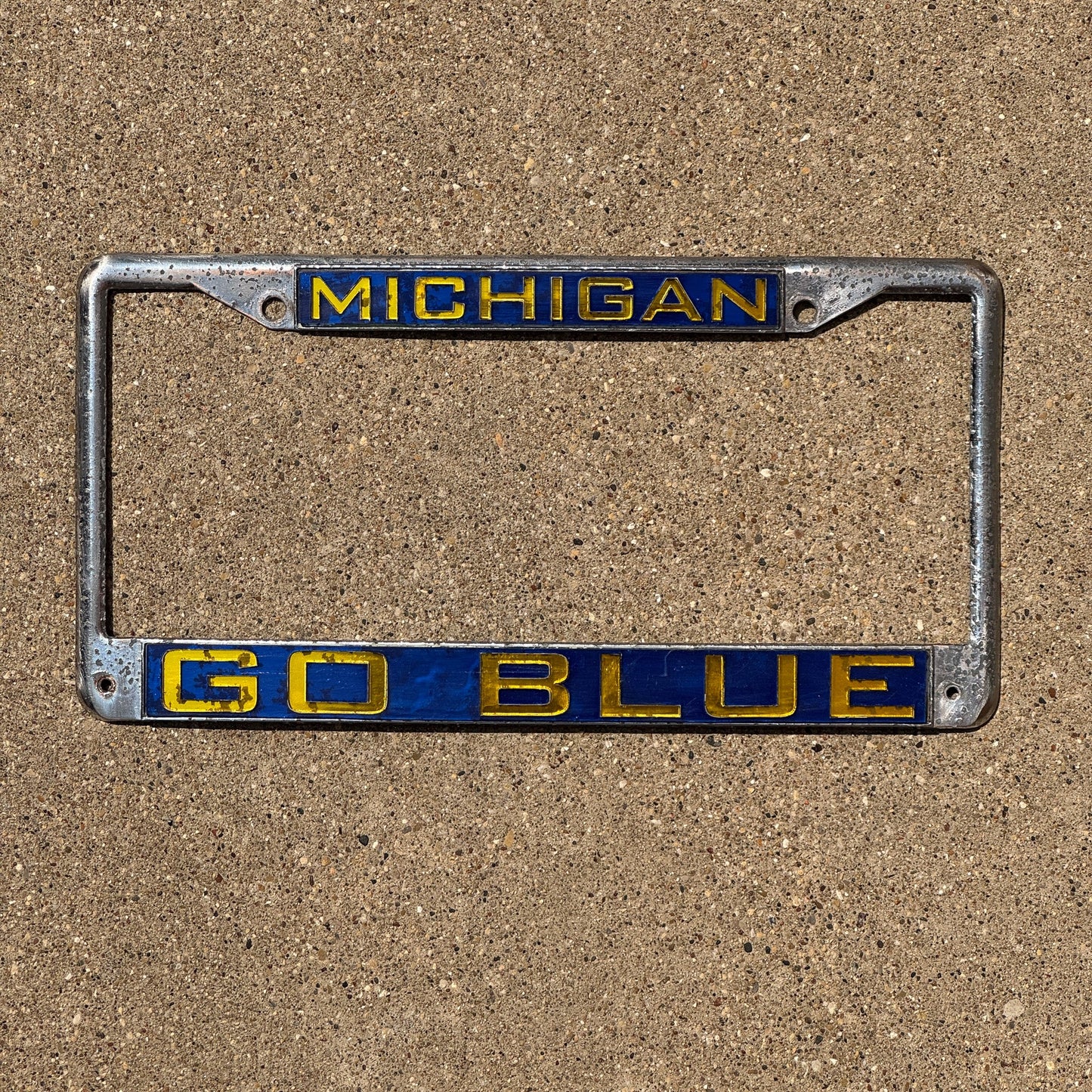 Photo of a 1990 Era Michigan Frame Auto Tag Garage Decor Vintage University Michigan GO BLUE