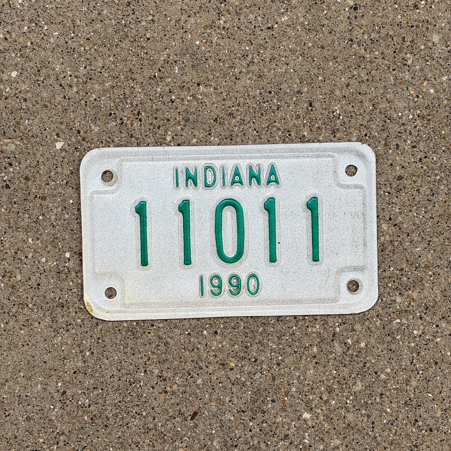 Photo of a 1990 Indiana Motorcycle License Plate Auto Tag Garage Decor Vintage Palindrome 11011
