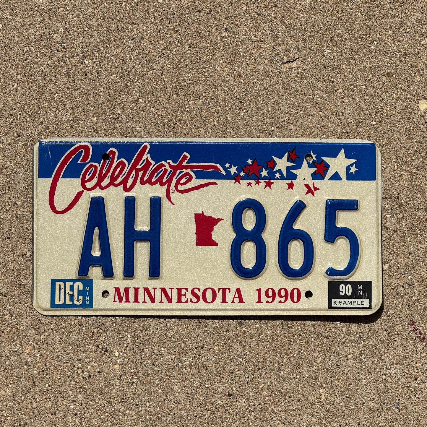 Photo of a 1990 Minnesota Graphic / Specialty License Plate Auto Tag Garage Decor Vintage Celebrate AH 865