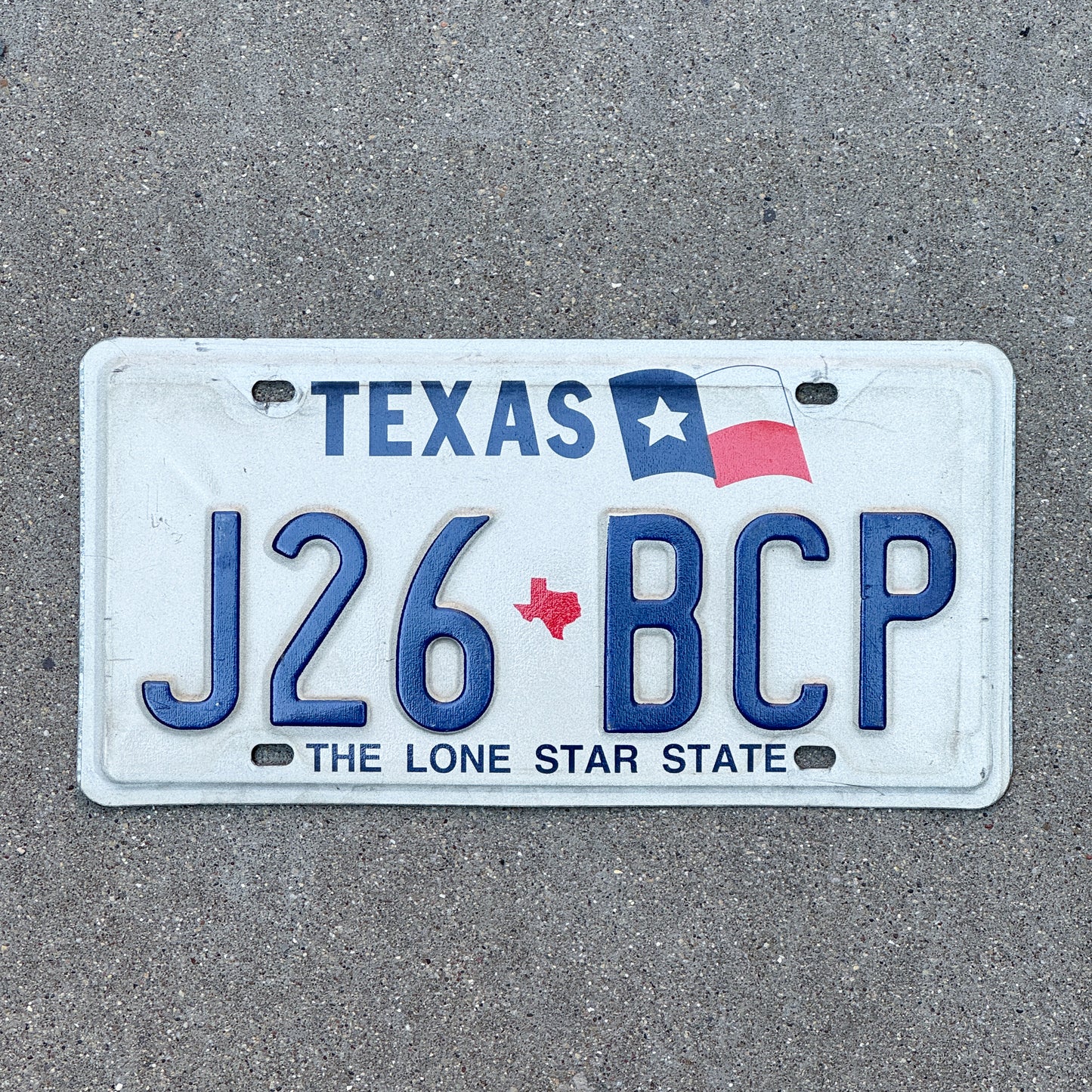 Photo of a 1990 Texas License Plate Auto Tag Garage Decor Vintage J26 BCP with original patina