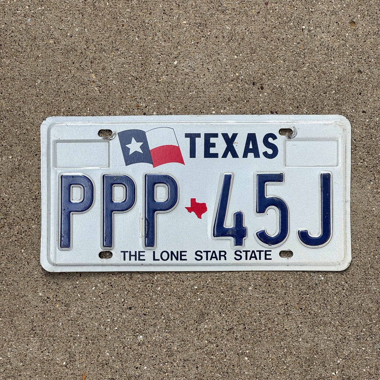 Photo of a 1990 Texas License Plate Auto Tag Garage Decor Vintage Repeat Repeating PPP 45J