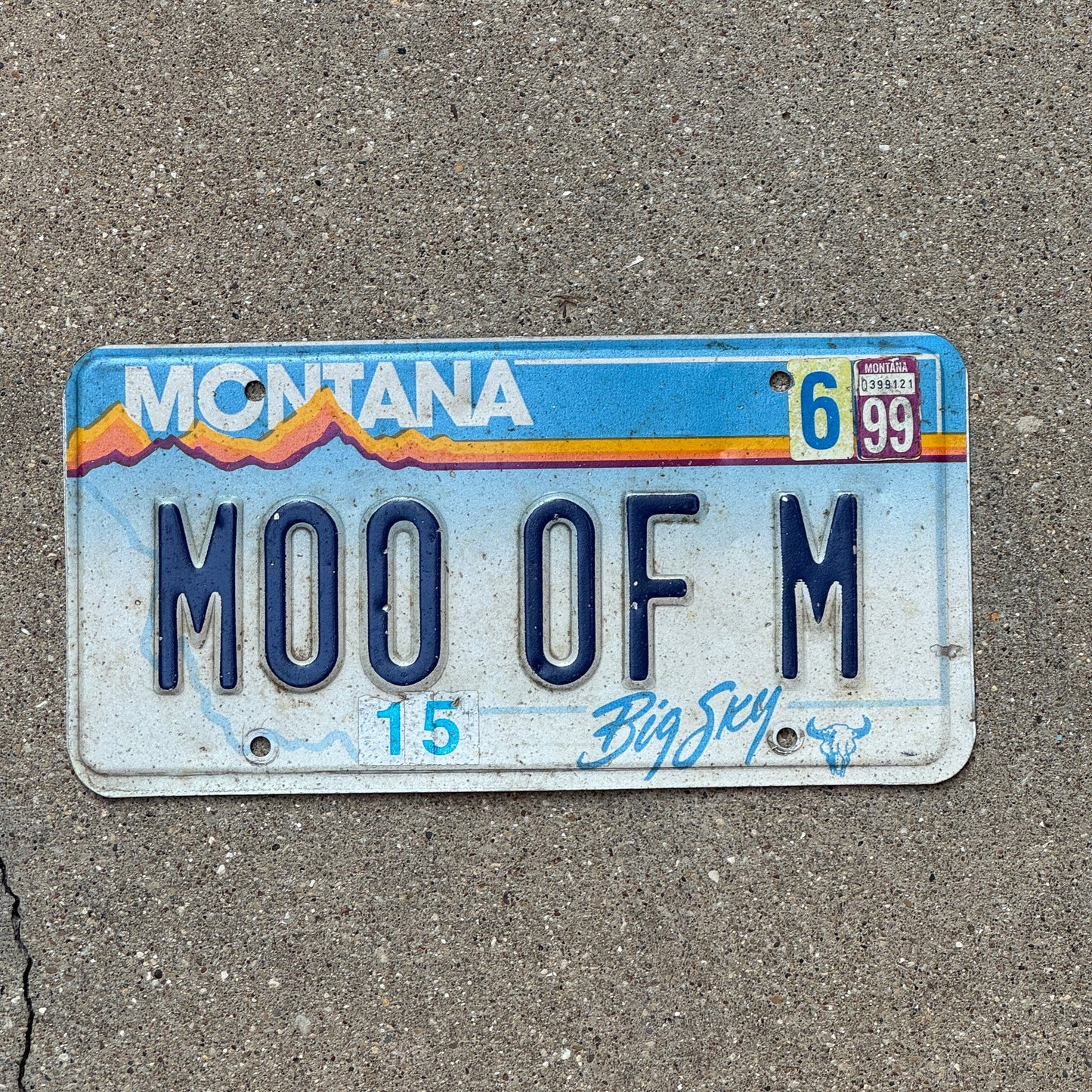 Photo of a 1991 1995 Montana Vanity License Plate Auto Tag Garage Decor Vintage MOO OF M
