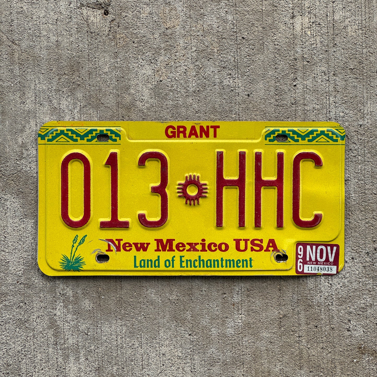 Photo of a 1991 1996 New Mexico License Plate Auto Tag Garage Decor Vintage 013 HHC with original patina