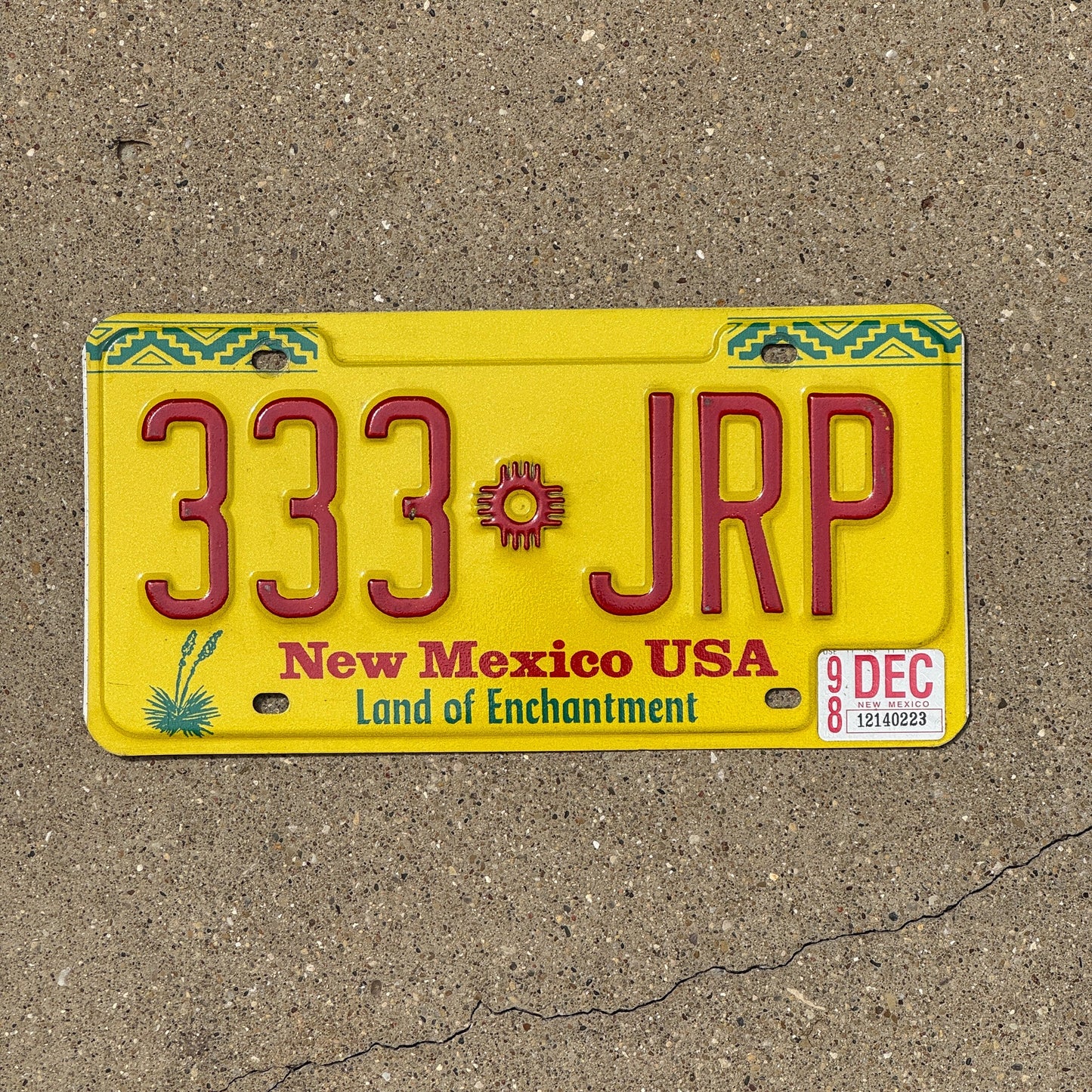 Photo of a 1991 1998 New Mexico License Plate Auto Tag Garage Decor Vintage Repeat Repeating 333 JRP