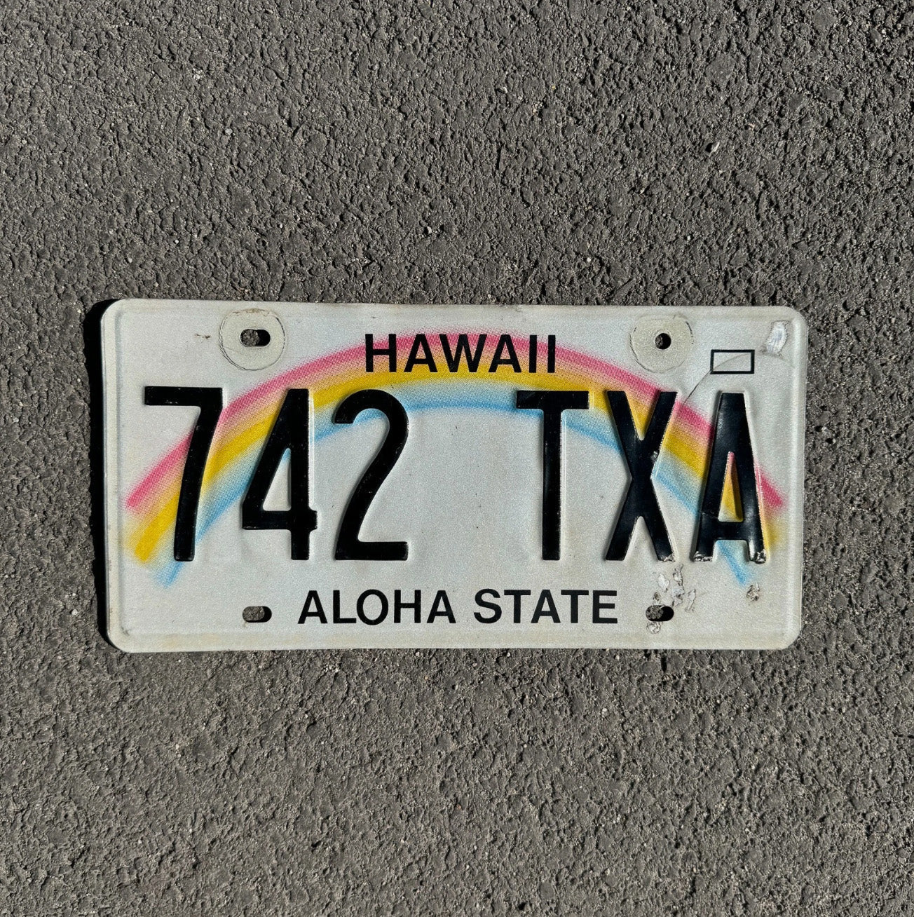 Photo of a 1991 Hawaii License Plate Auto Tag Garage Decor Vintage Rainbow 742 TXA