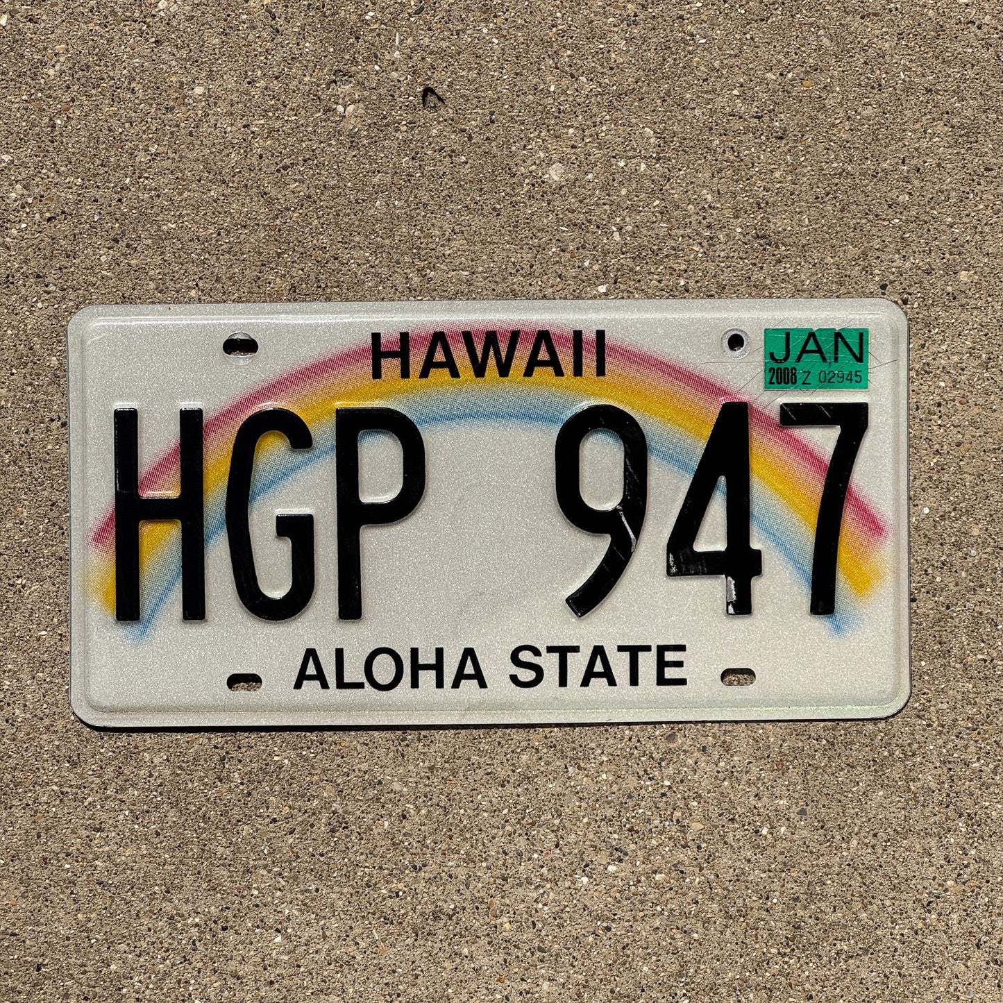 Photo of a 1991 Hawaii License Plate Auto Tag Garage Decor Vintage Rainbow HGP 947