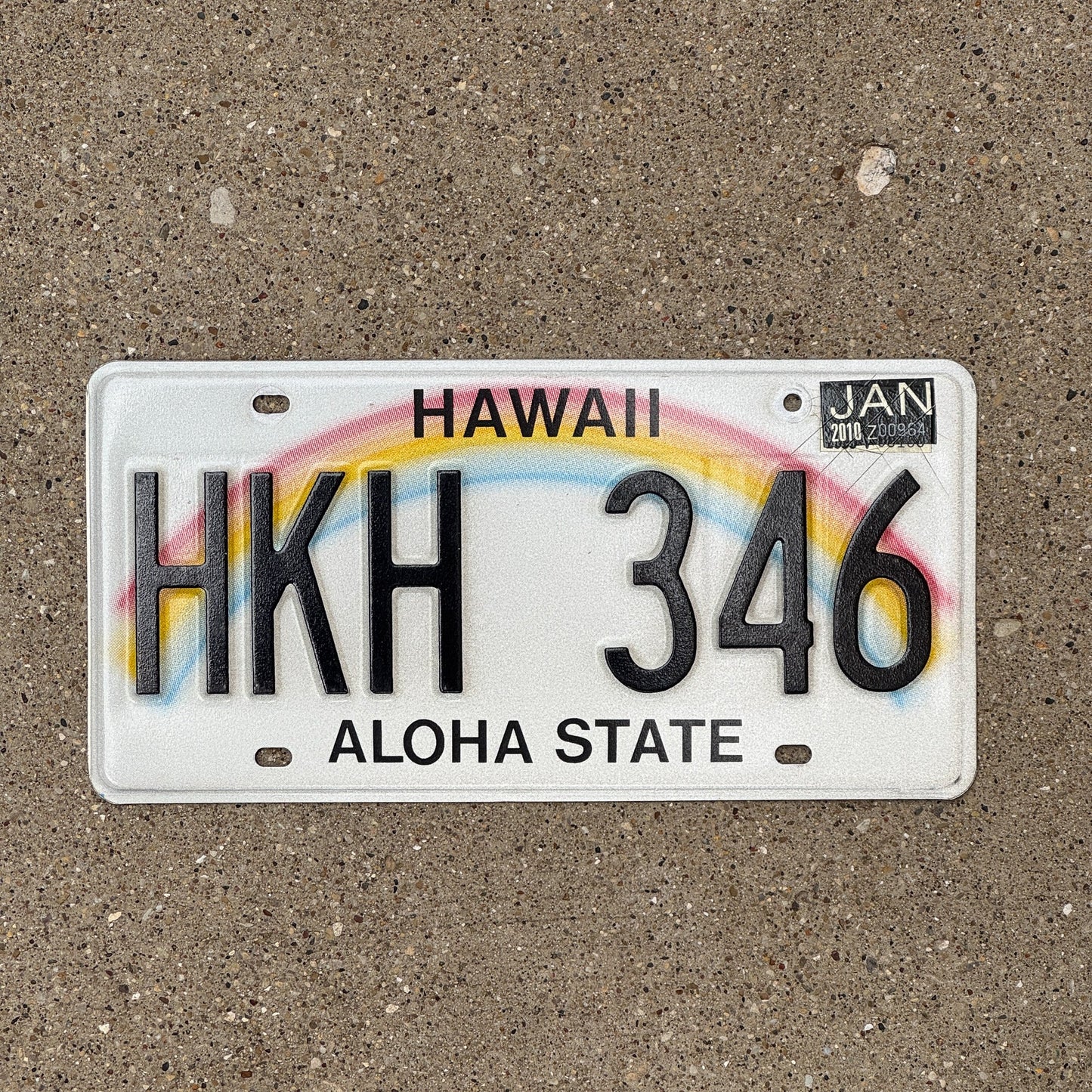 Photo of a 1991 Hawaii License Plate Auto Tag Garage Decor Vintage Rainbow HKH 346