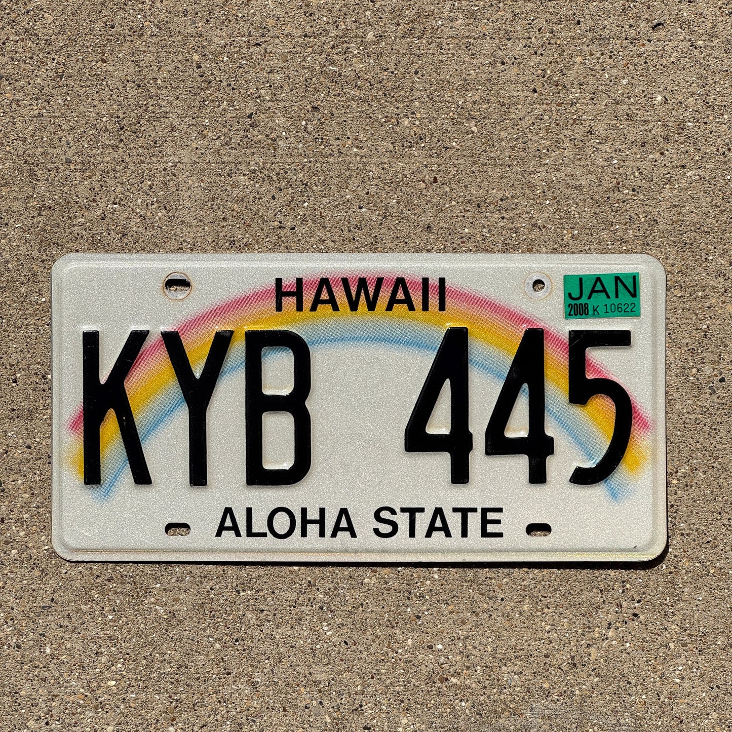 Photo of a 1991 Hawaii License Plate Auto Tag Garage Decor Vintage Rainbow KYB 445