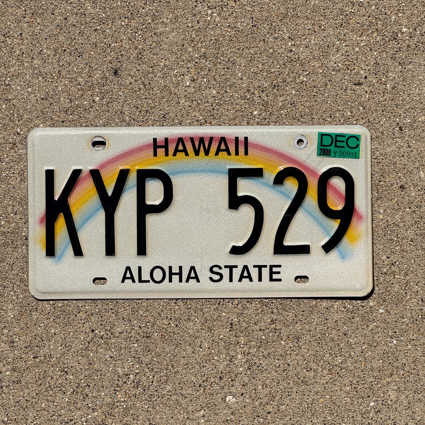 Photo of a 1991 Hawaii License Plate Auto Tag Garage Decor Vintage Rainbow KYP 529