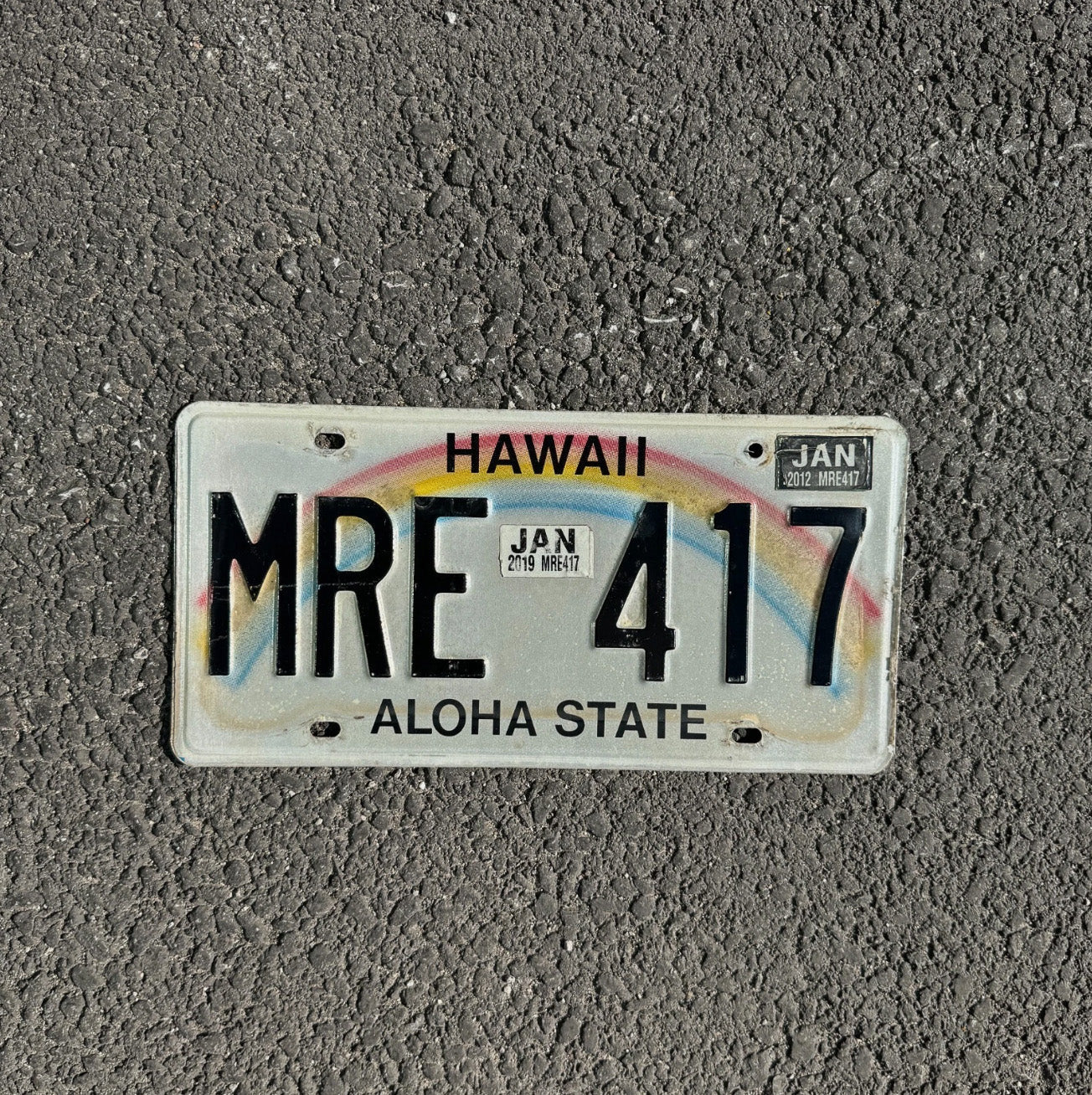 Photo of a 1991 Hawaii License Plate Auto Tag Garage Decor Vintage Rainbow MRE 417