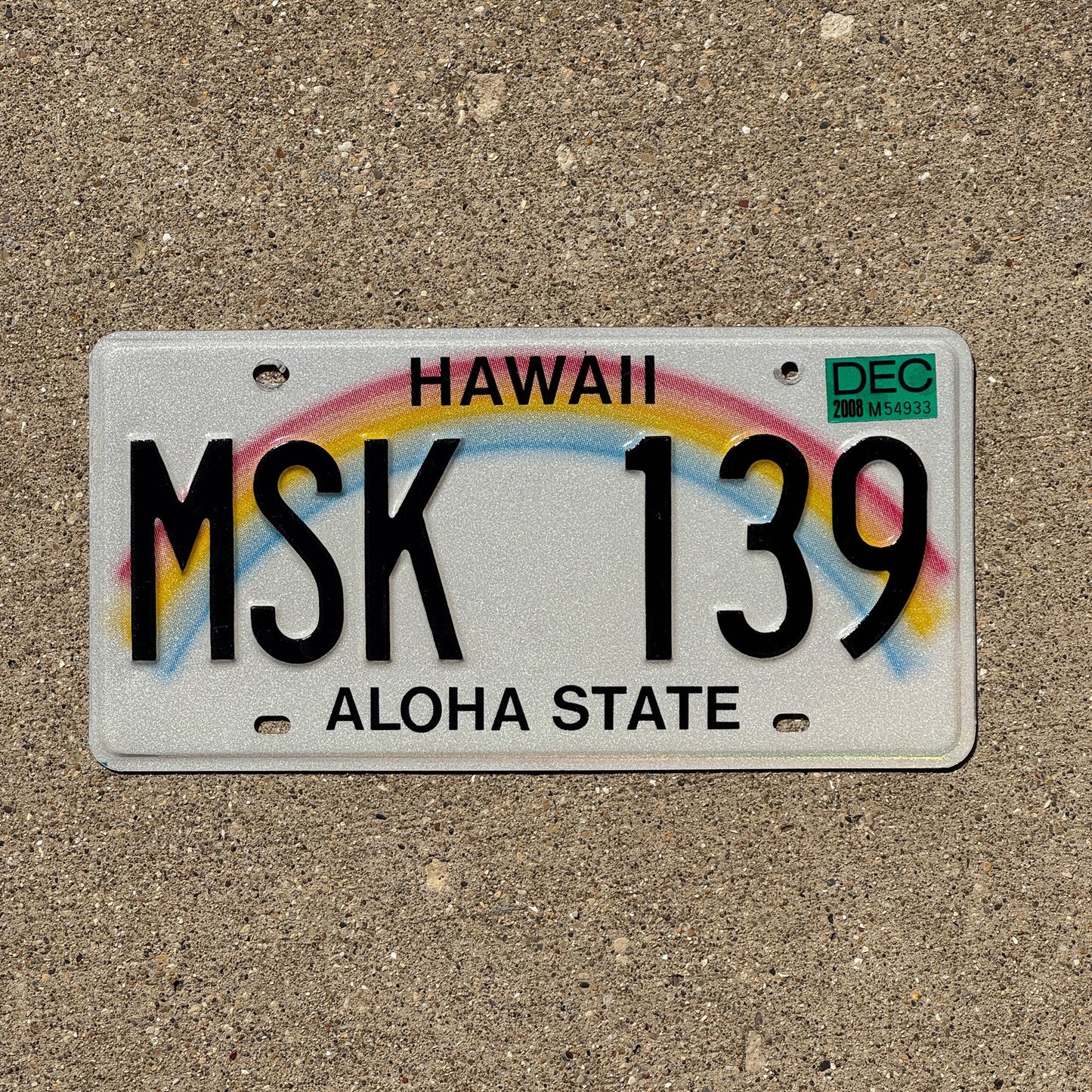Photo of a 1991 Hawaii License Plate Auto Tag Garage Decor Vintage Rainbow MSK 139