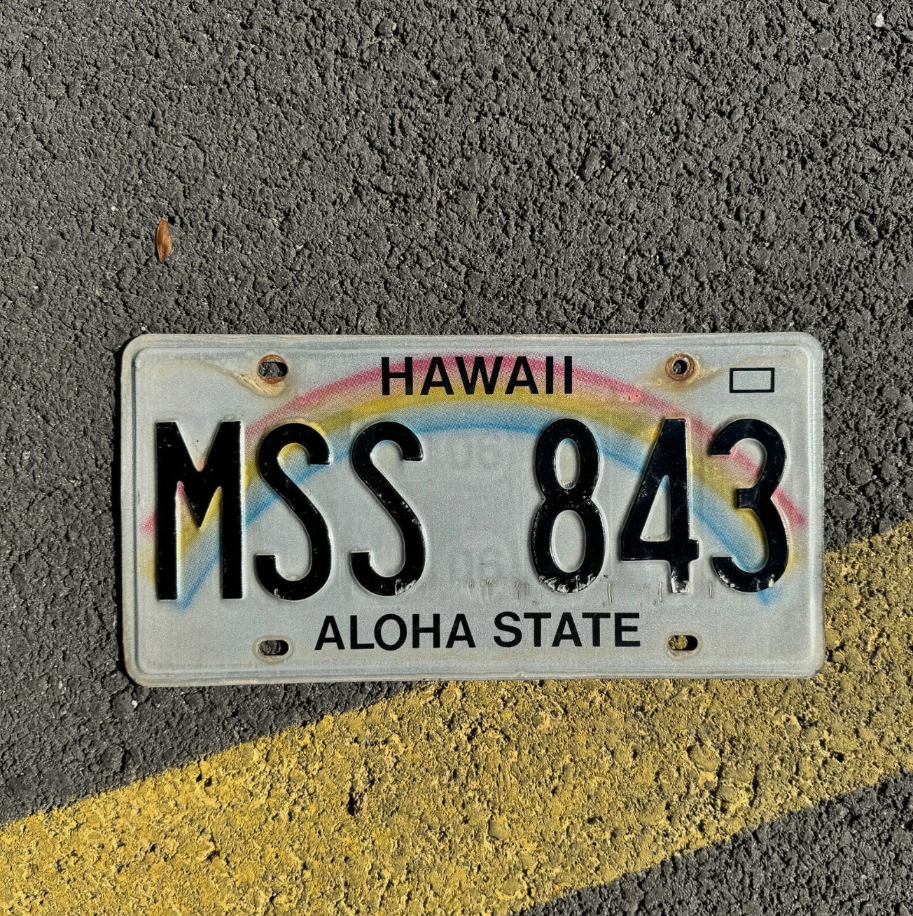 Photo of a 1991 Hawaii License Plate Auto Tag Garage Decor Vintage Rainbow MSS 843