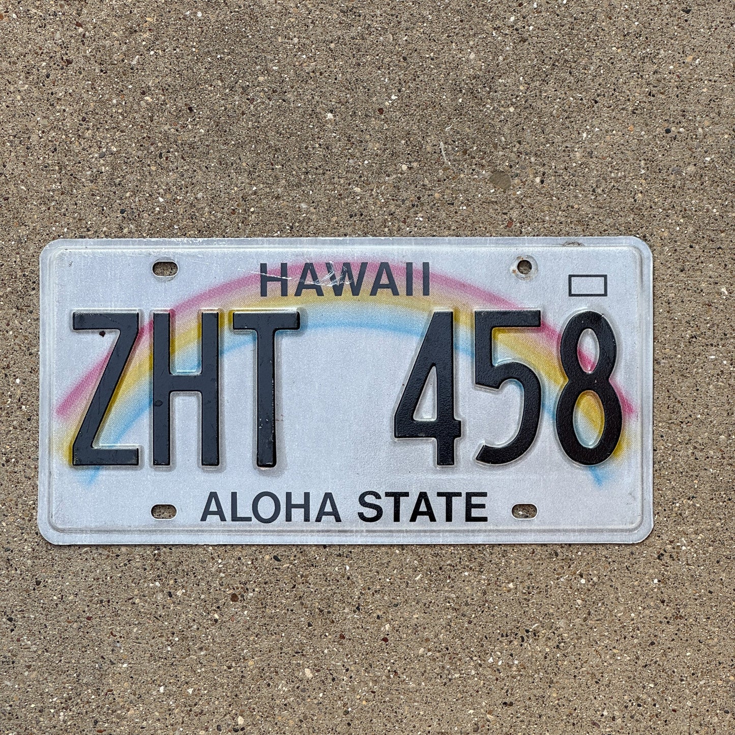 Photo of a 1991 Hawaii License Plate Auto Tag Garage Decor Vintage Rainbow ZHT 458