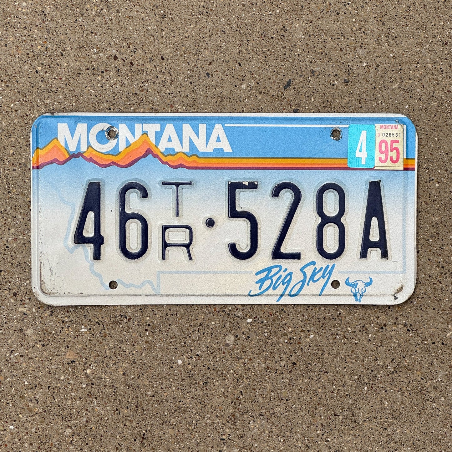 Photo of a 1991 Montana Trailer License Plate Auto Tag Garage Decor Vintage 46 528 A