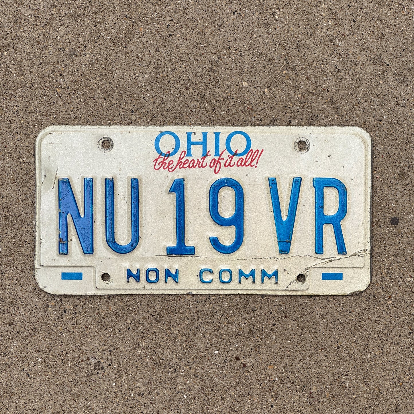Photo of a 1991 Ohio Truck License Plate Auto Tag 2 Vintage Garage Non Commercial NU 19 VR with original patina