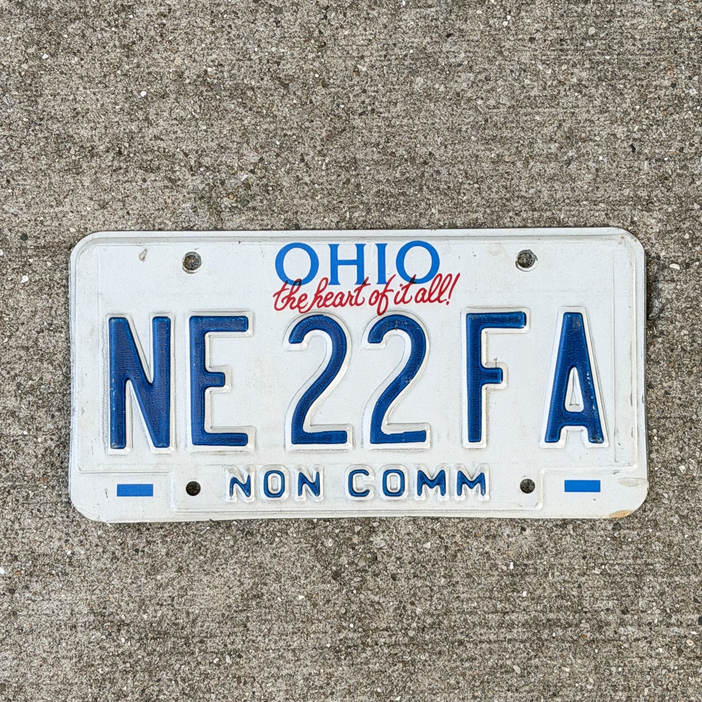 Photo of a 1991 Ohio Truck License Plate Auto Tag Garage Decor Vintage NE 22 FA with original patina
