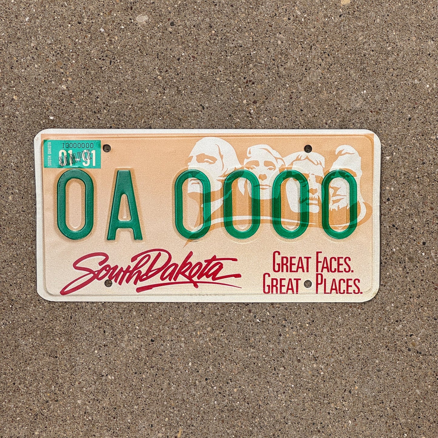 Photo of a 1991 South Dakota SAMPLE License Plate Auto Tag Garage Decor Vintage 0A 0000