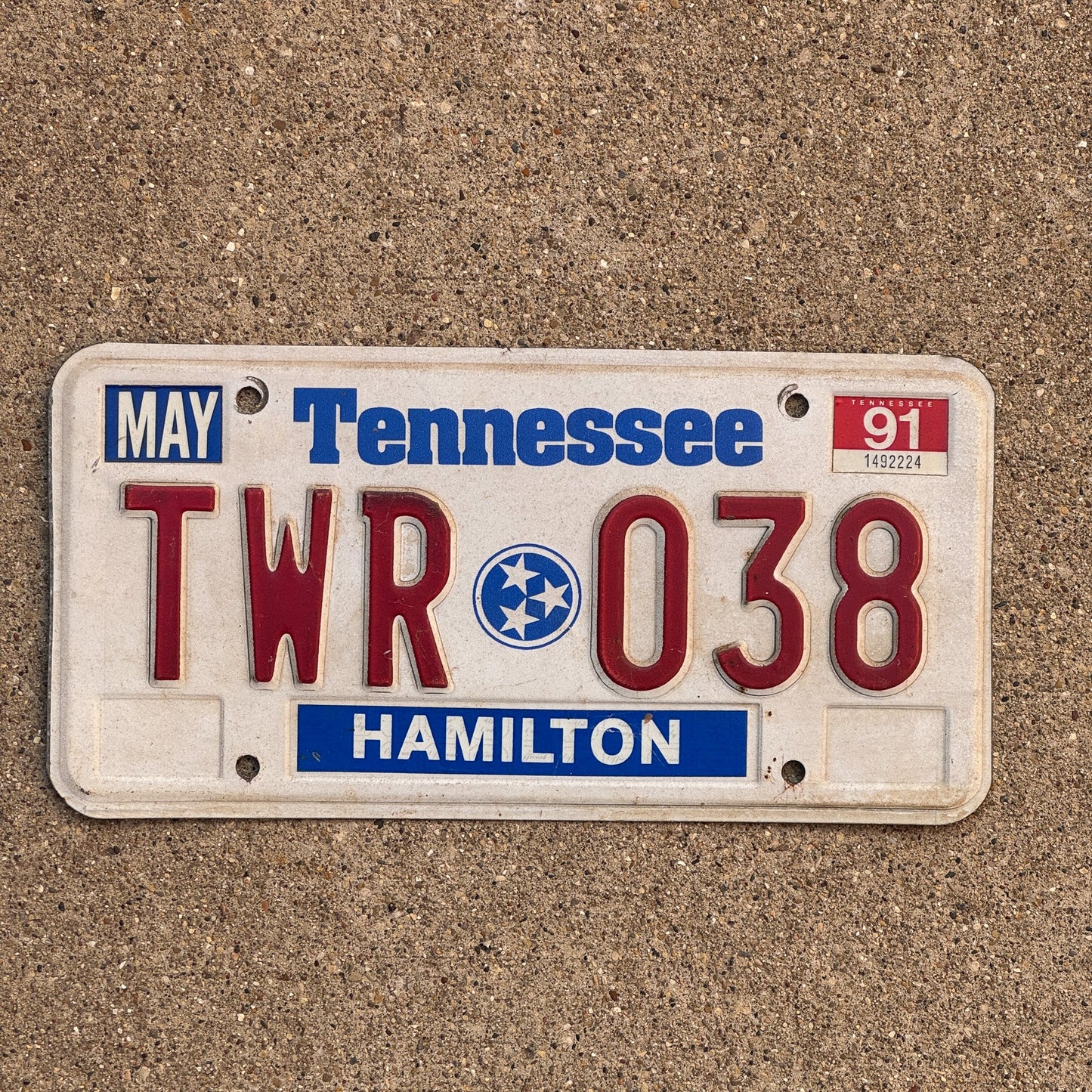 Photo of a 1991 Tennessee License Plate Auto Tag Garage Decor Vintage Hamilton TWR 038